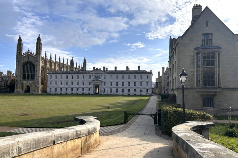 View of the Chapel and College buildings from the bridge