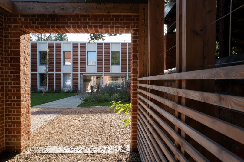 A Passivhaus standard brick and white building