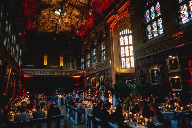 wedding guests dining in hall