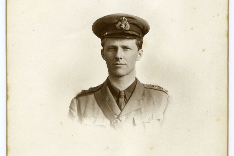 Rupert Brooke in uniform, at Blandford, Dorset. 1914. Print by W. Hazel of Bournemouth. Archive Centre, King’s College, Cambridge. RCB/Ph/262.
