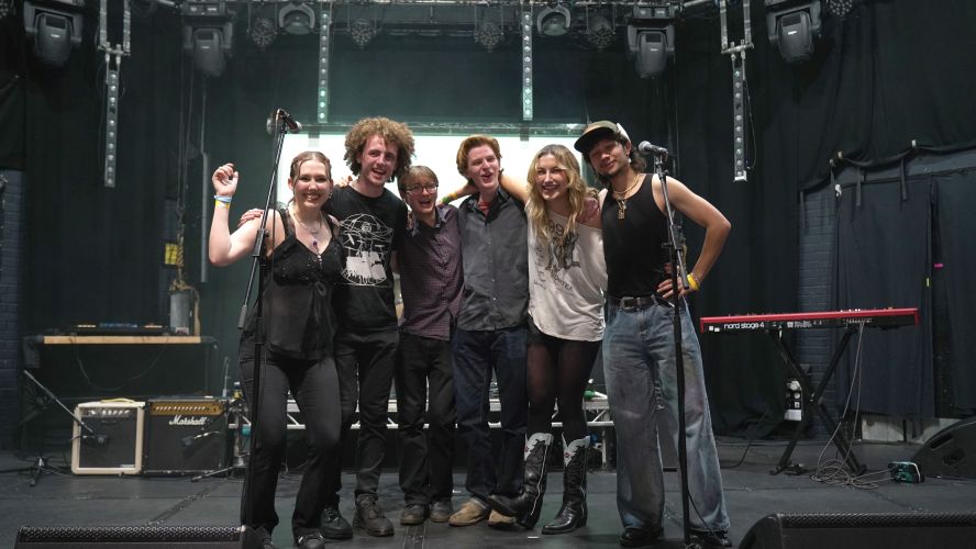 Student band on stage at the Cambridge Junction