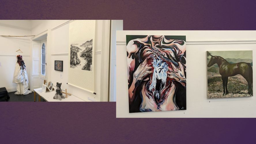 A montage of art works including painting, sculpture and photography