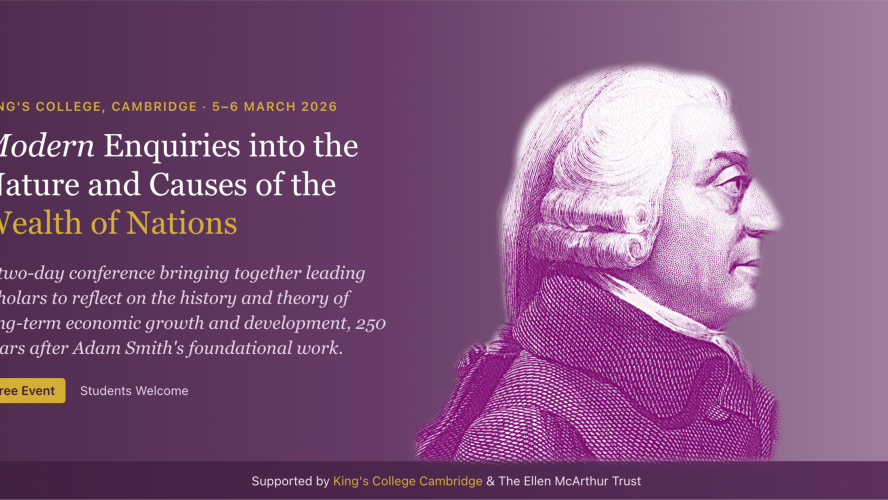 Image of Adam Smith with text about conference to the left side.