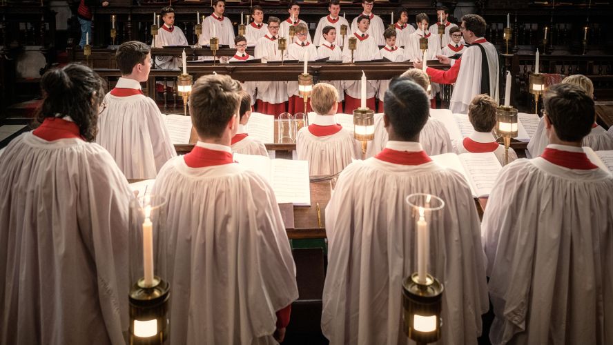 The Choir rehearsing before a Christmas service in Chapel