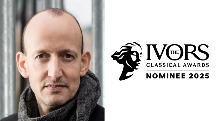 a headshot of a white man next to a decorative image of the Ivor Classical Awards 2025 logo