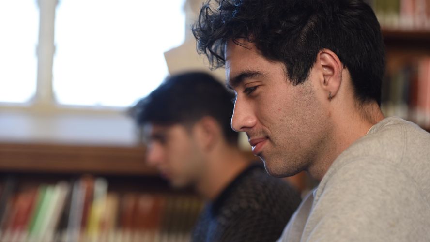 Students working in the Library