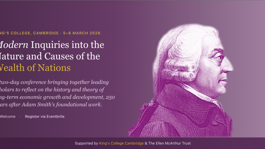 conference banner with image of Adam Smith on the right and text about conference on the left. 
