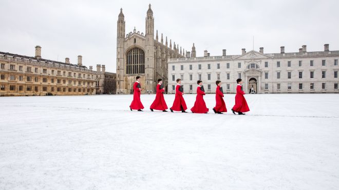 Choristers in the snow