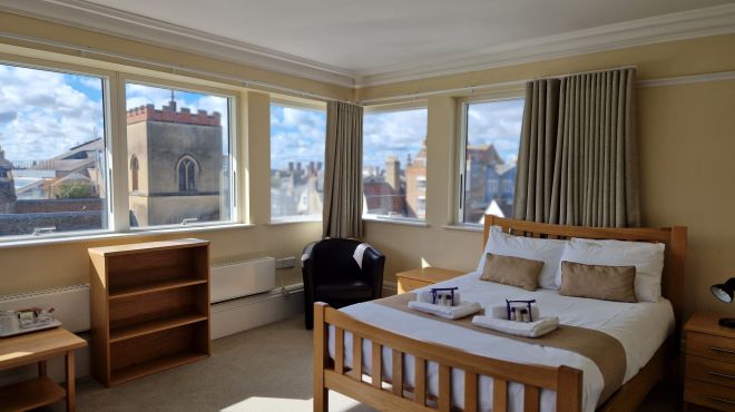 bedroom with view of Cambridge city centre
