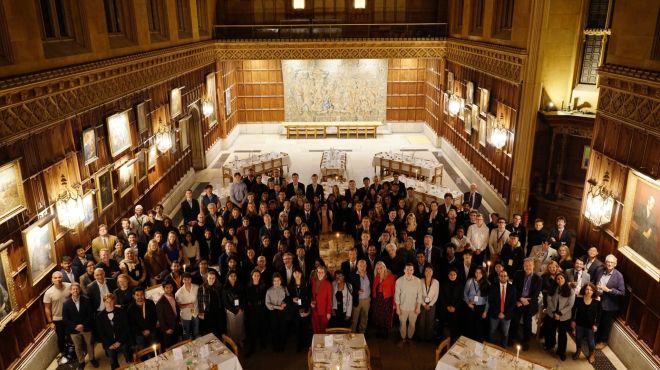 E-Lab dinner in hall taken from balcony
