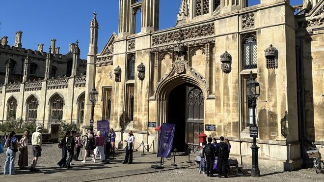 Main gate of King's with visitors