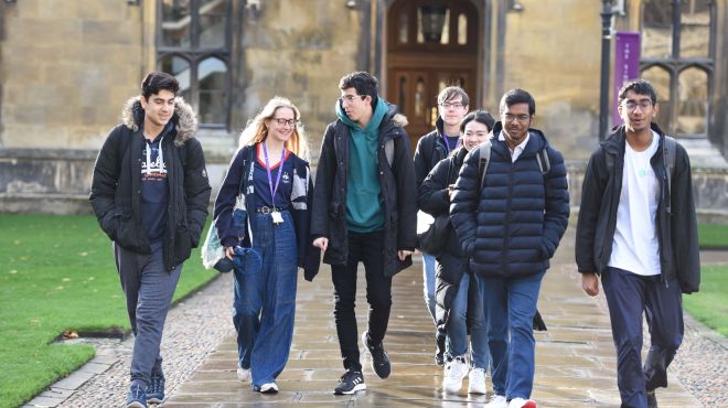 A group of students walking