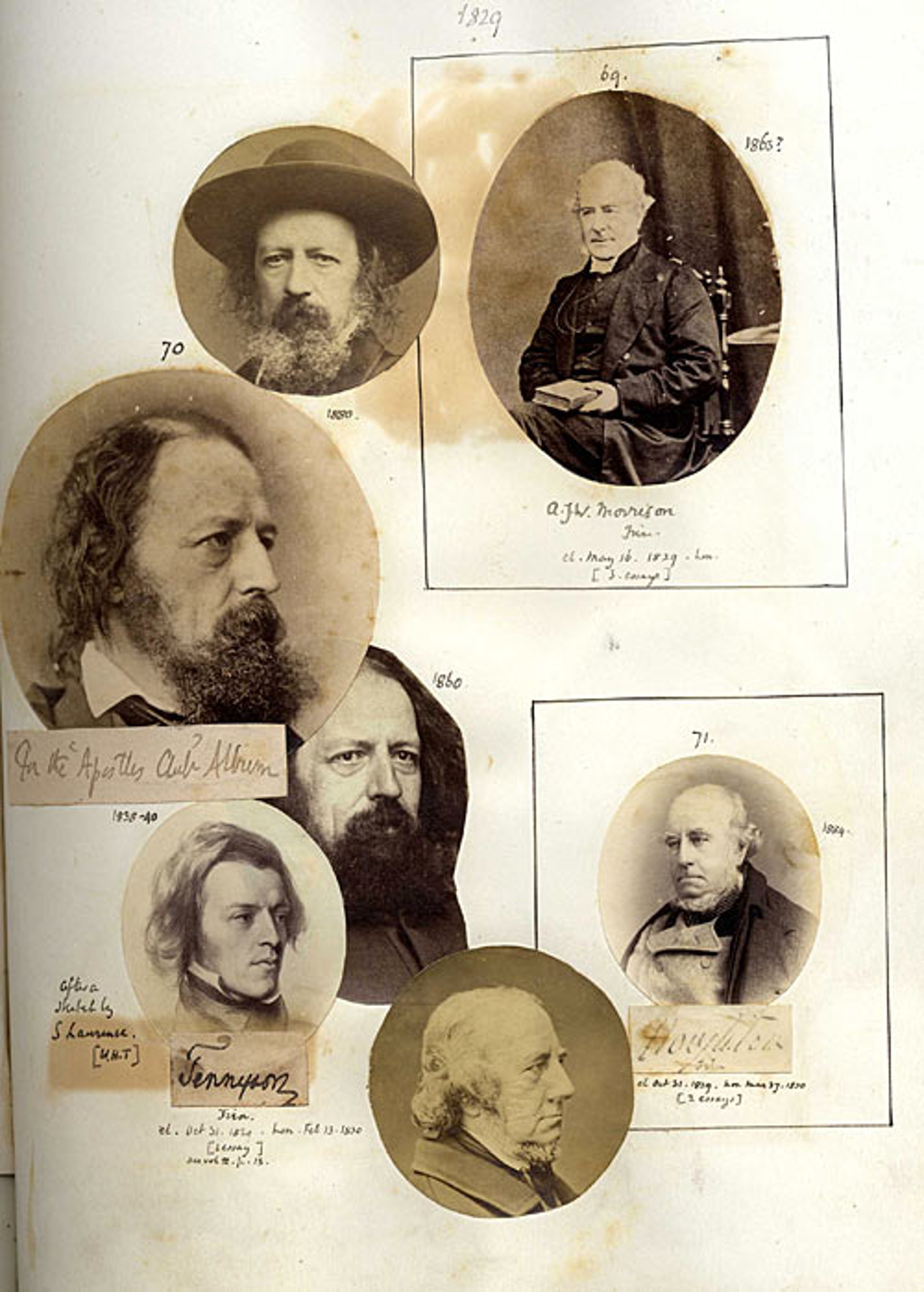 Photo album showing Alfred, Lord Tennyson, 1829 (KCAS/39/4/1)