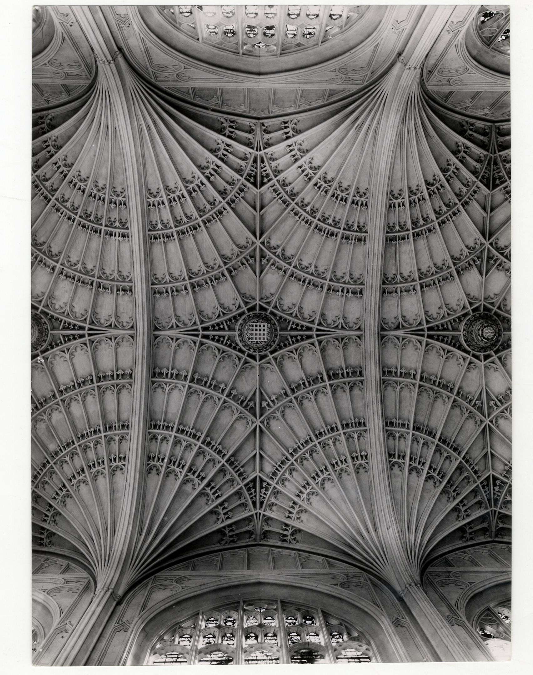 A bay of the vaulting at the east end of the Chapel. Photograph: RCHM, 1949. [Coll-Ph-740]