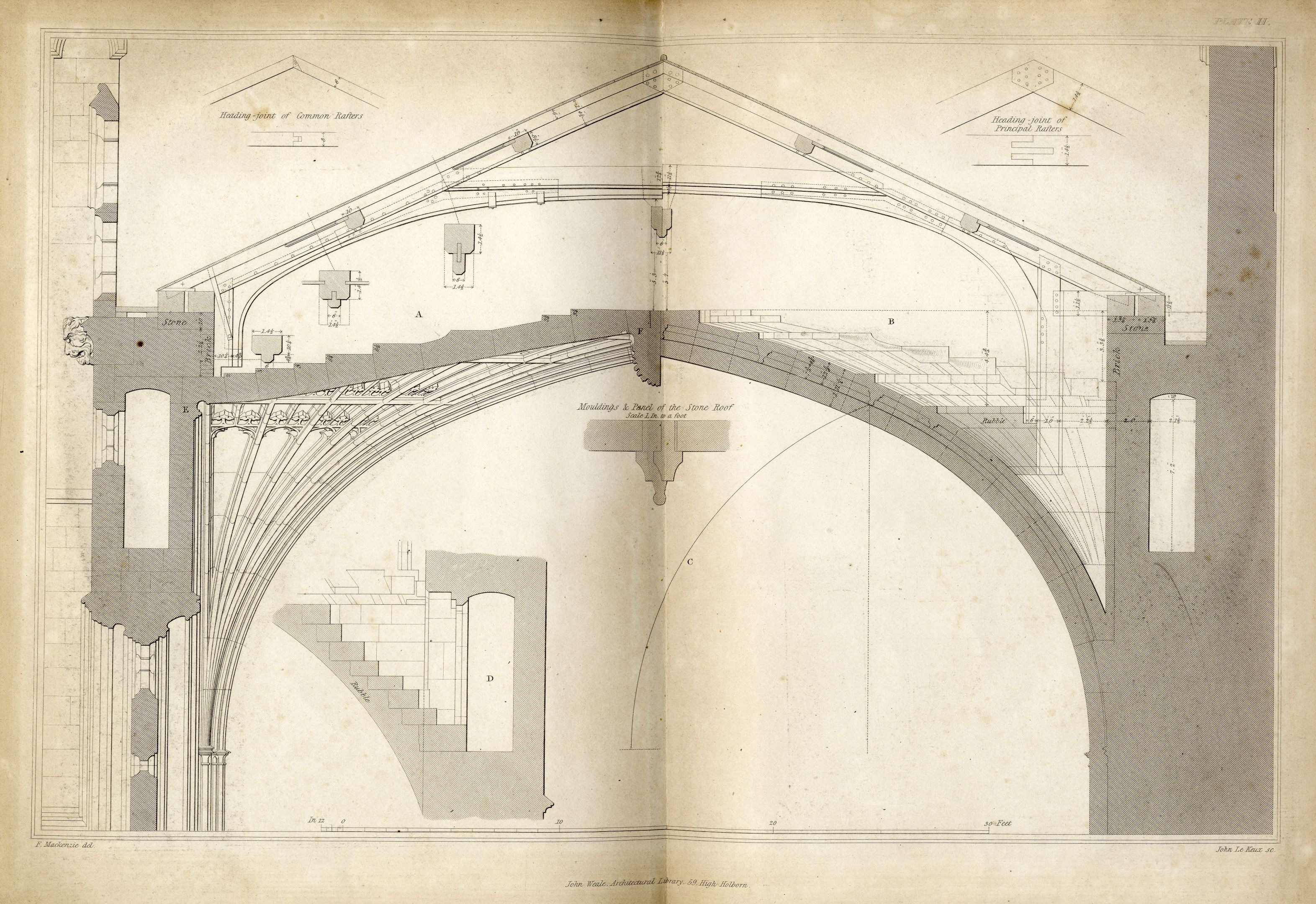 Diagram showing a section of the vault, roof and passages. [MacKenzie plate 2]
