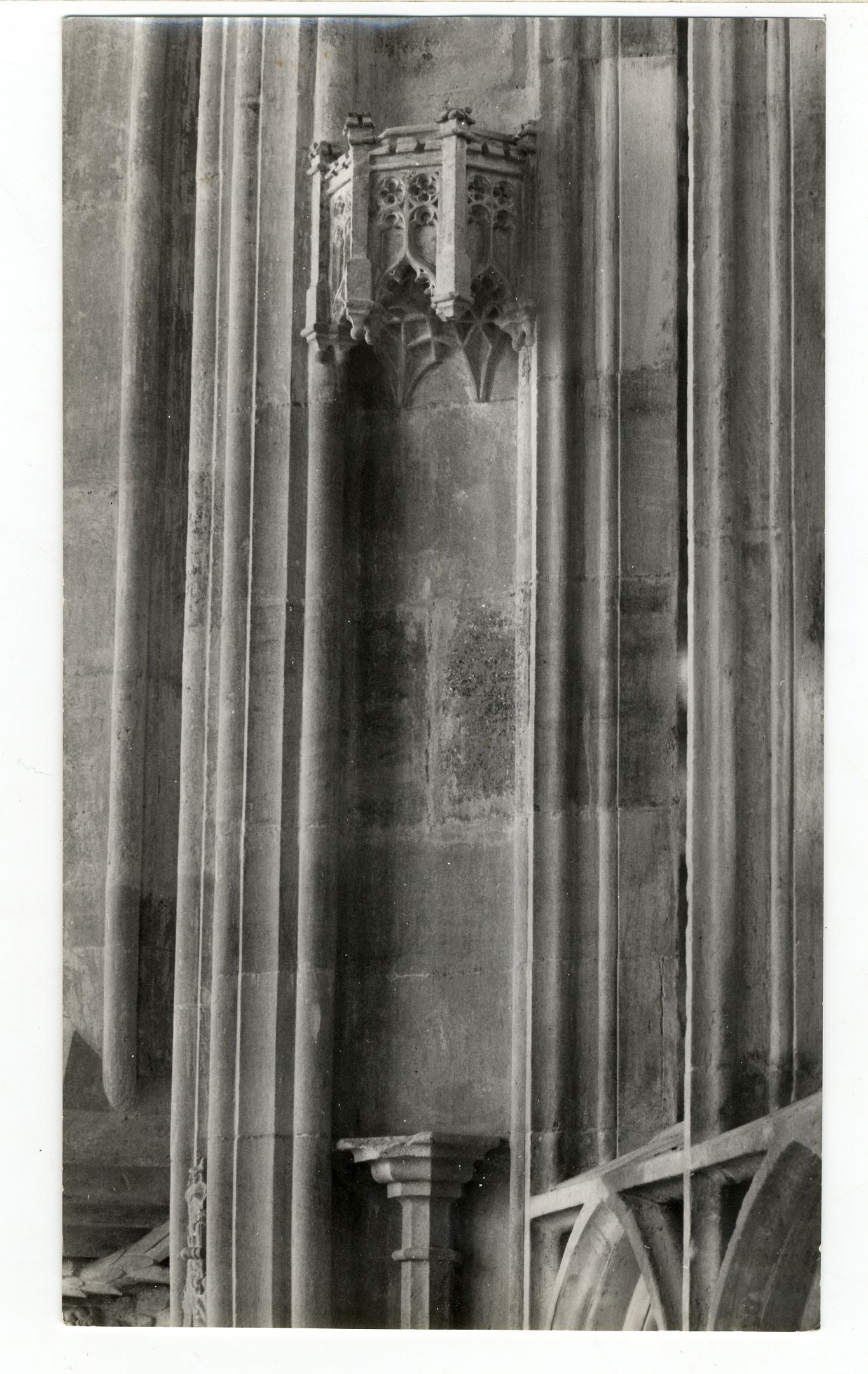 Tabernacle on the western jamb of the second window from the east on the north side. Photograph: Lettice Ramsey. [Coll-Ph-785]