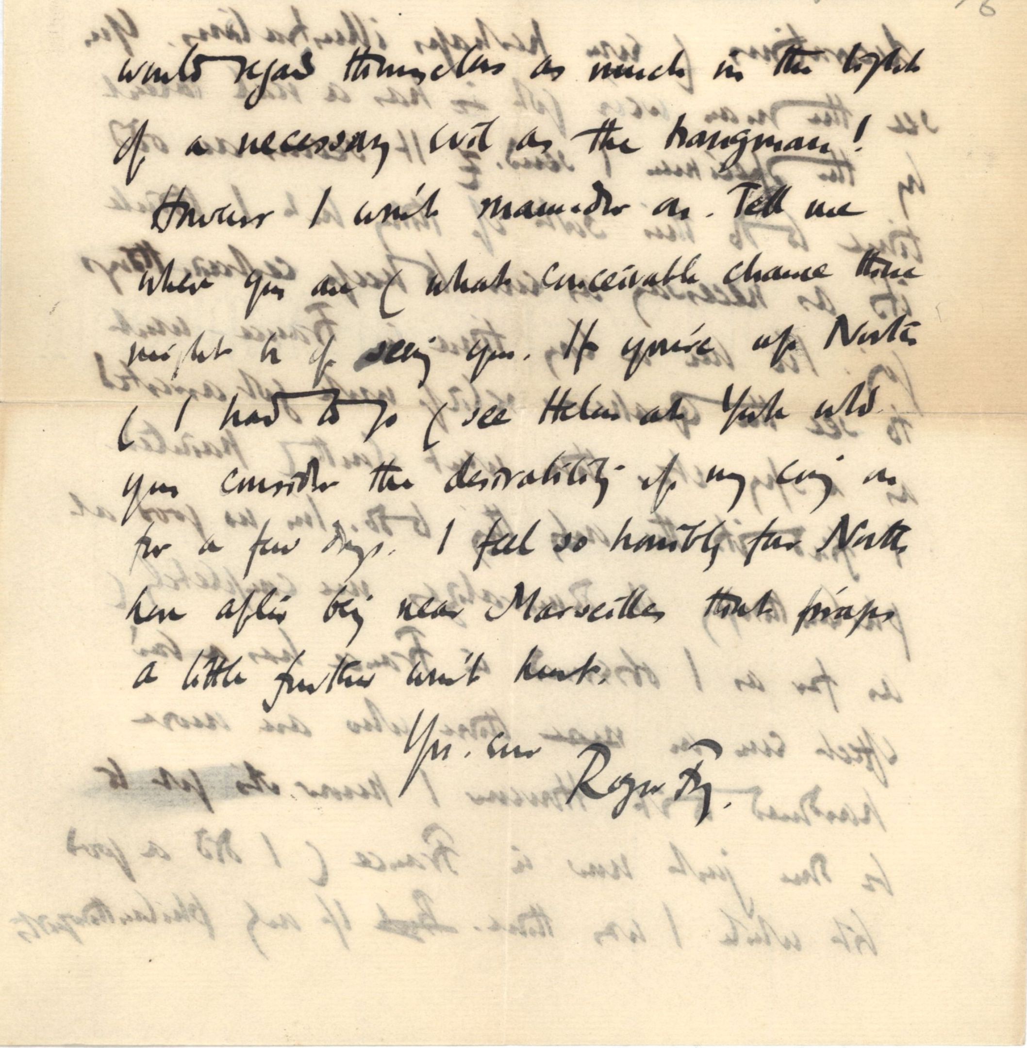 Third page of a letter from Roger Fry to Nathaniel Wedd, 28 July 1915, concerning his visit to France. [NW/2/27 - Omega letterhead removed]