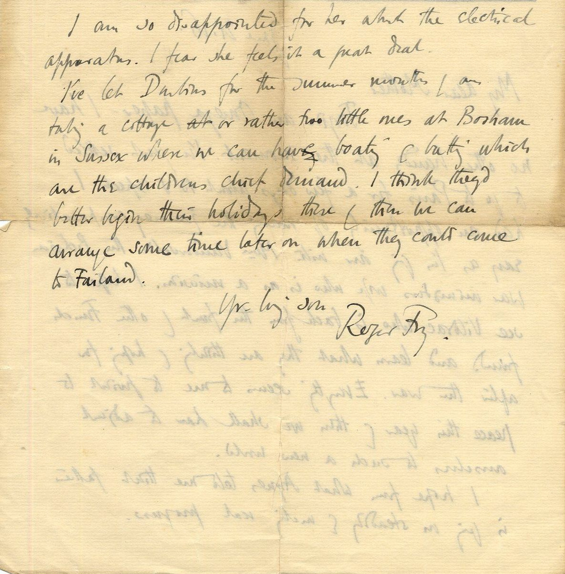 Letter from Roger Fry to his mother, 21 June 1916, mentioning his planned visit to Paris. [REF/3/58/38 - Omega letterhead removed]