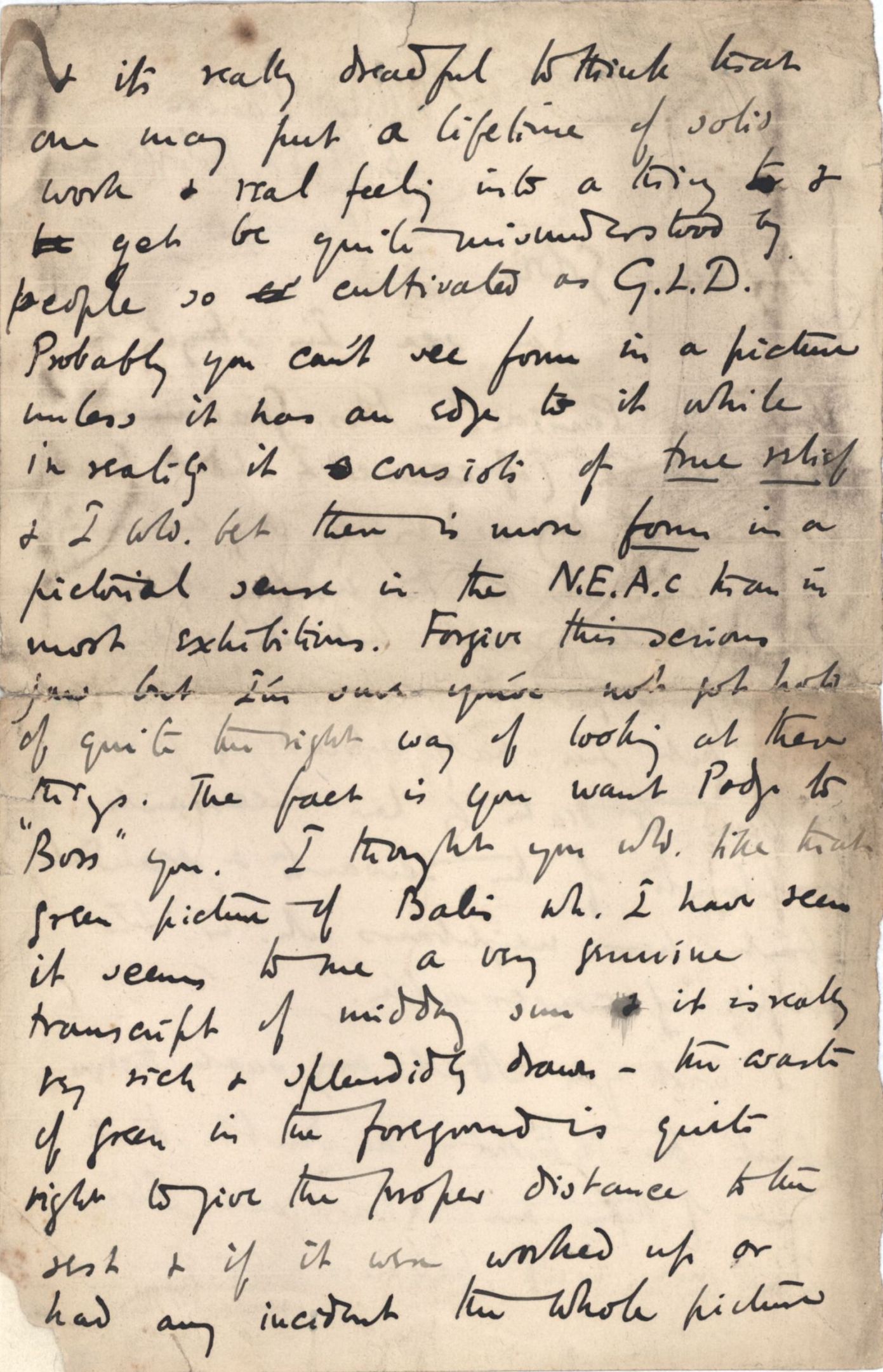 Letter from Roger Fry to Dickinson, 21 April 1891, regarding Florence. [REF/3/46/3]
