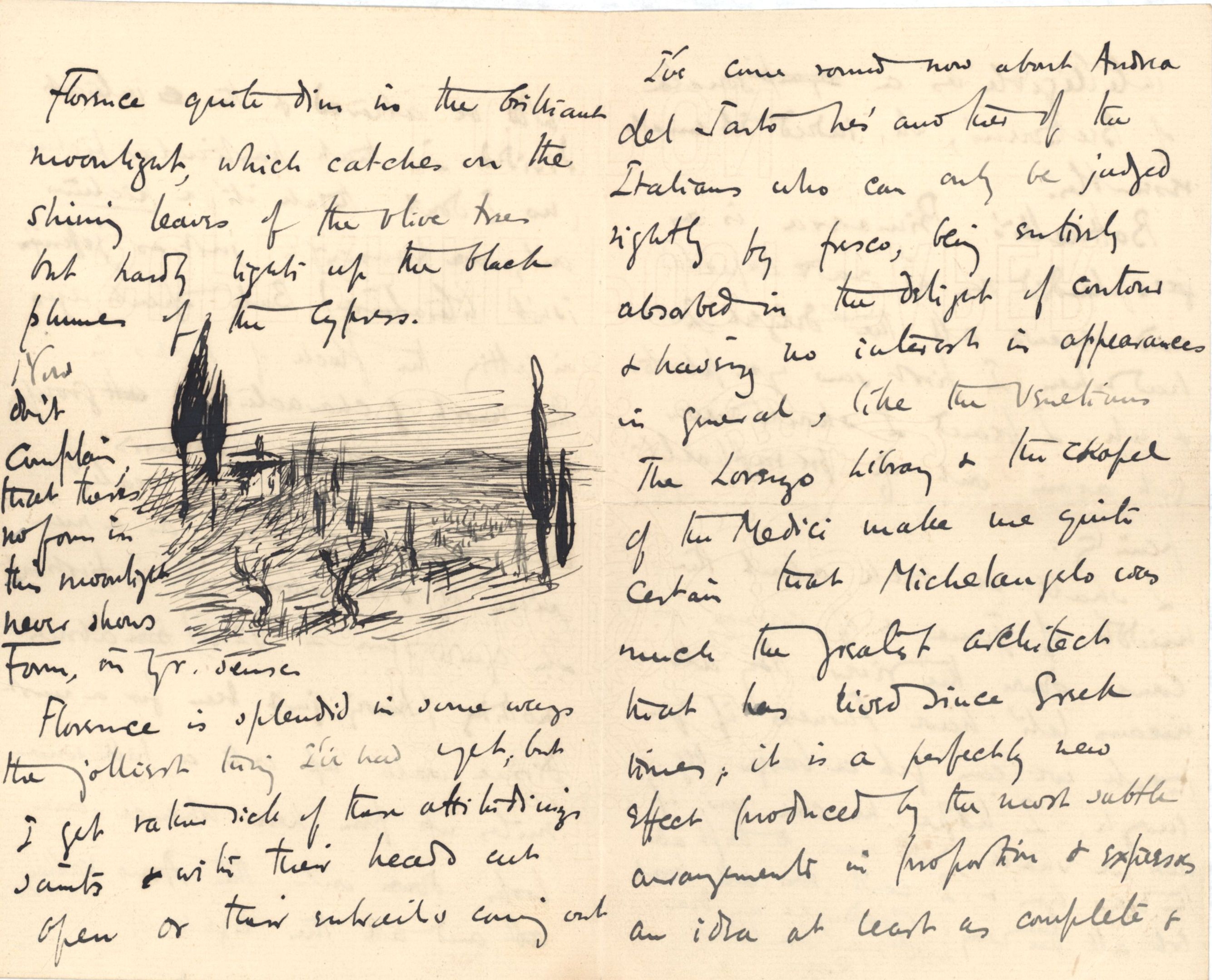Letter from Roger Fry to Dickinson, 21 April 1891, regarding Florence. [REF/3/46/3]