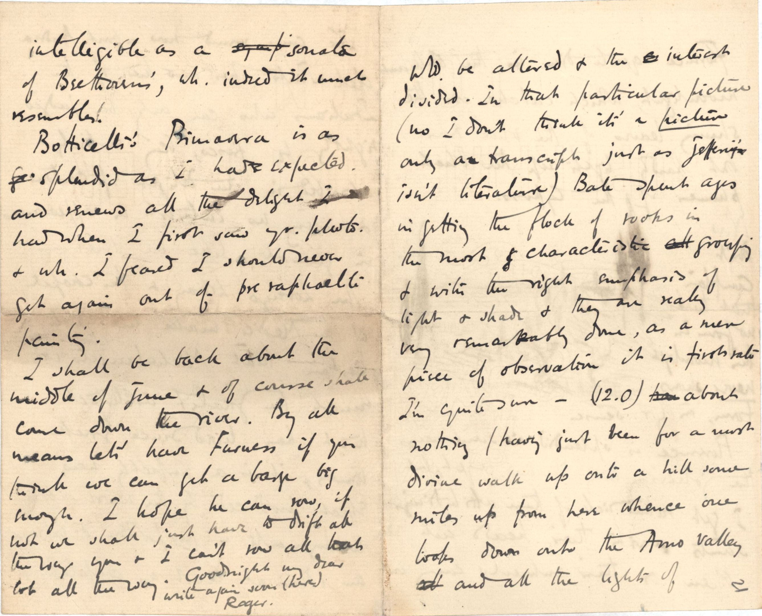 Letter from Roger Fry to Dickinson, 21 April 1891, regarding Florence. [REF/3/46/3]