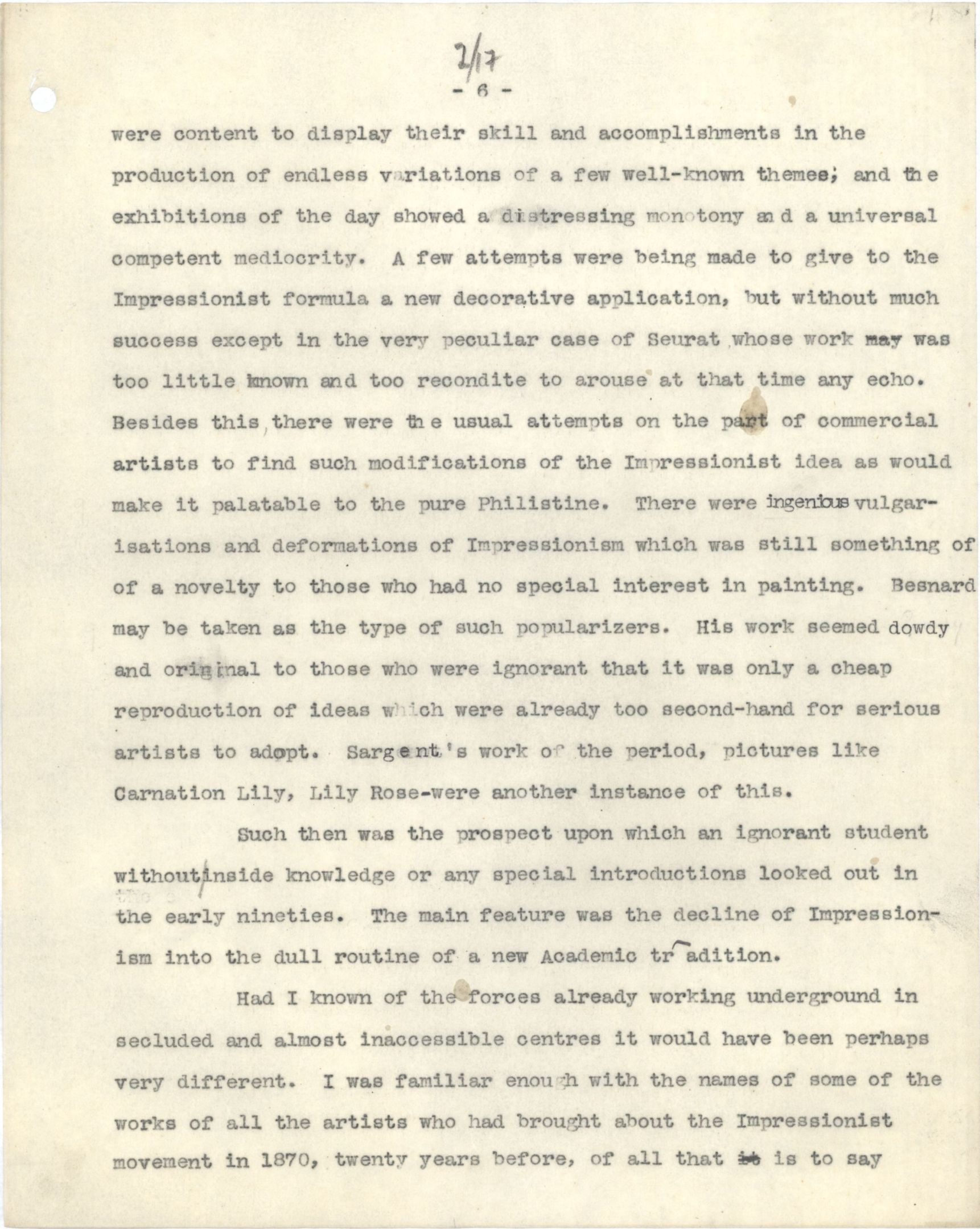 Fry described his experiences in Paris in a lecture given in Bangor on 18 January 1927. [REF/1/117/2, typescript]