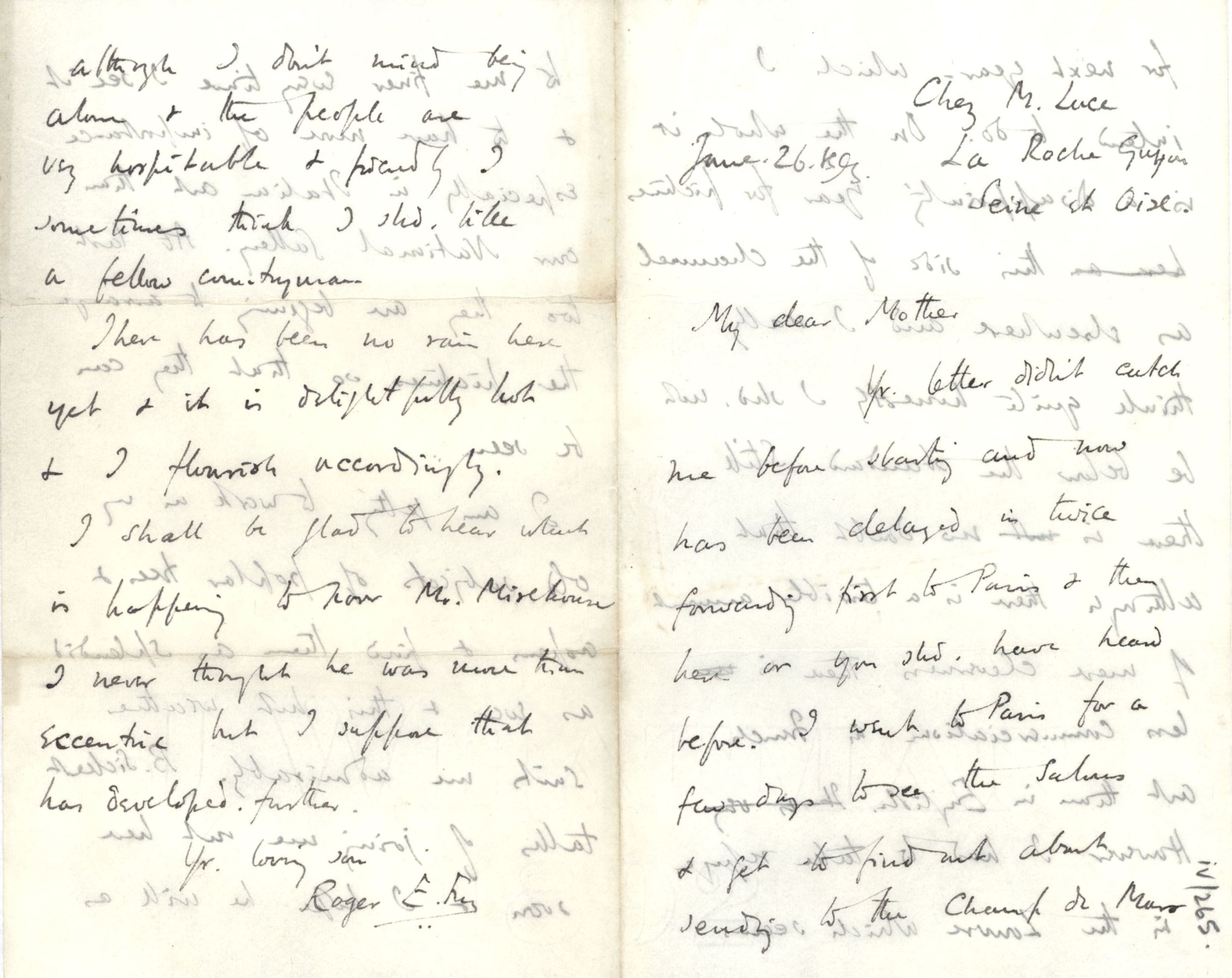 Letter from Roger Fry to his mother, 26 June 1895. [REF/3/29]