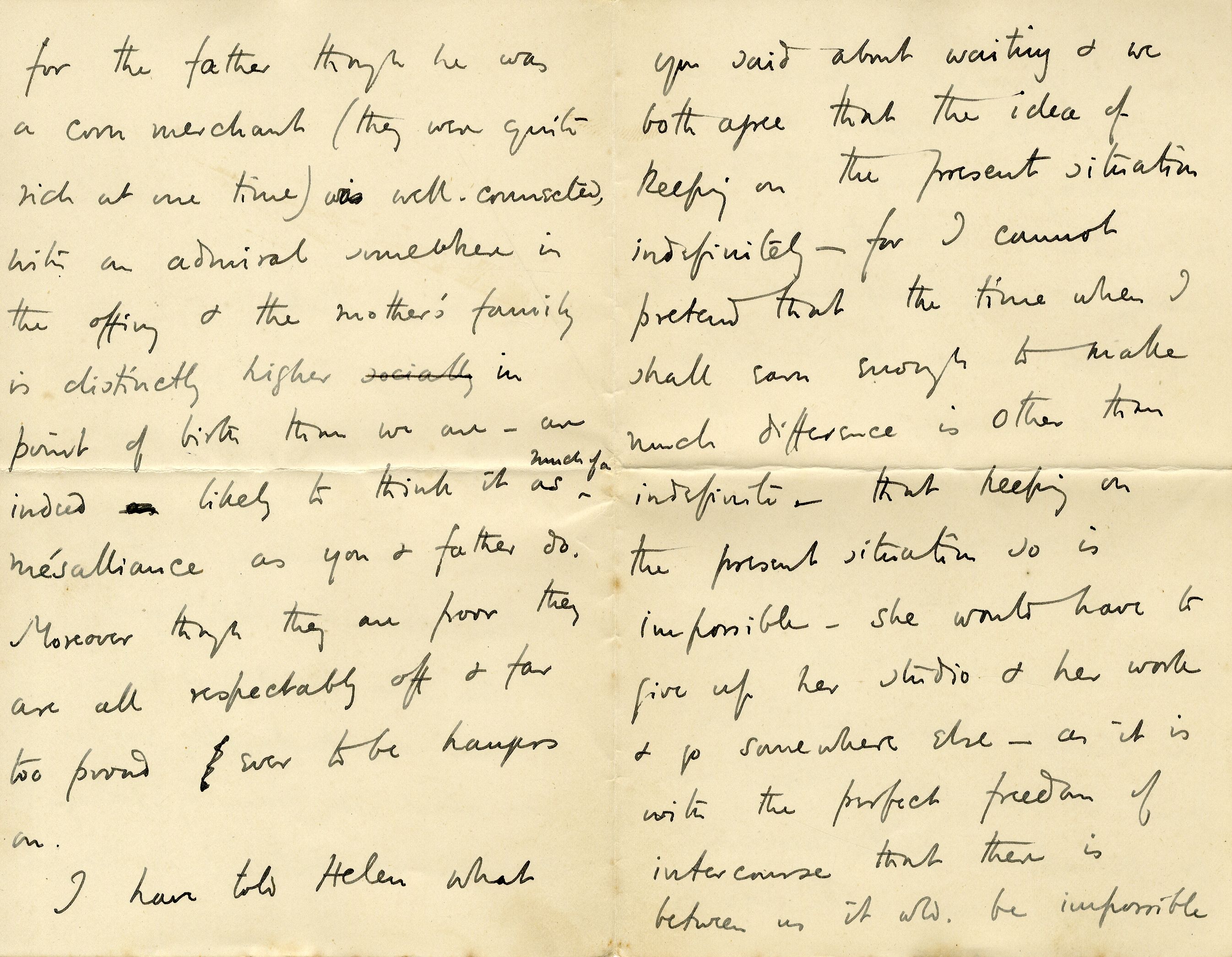 Letter from Roger Fry to his mother, 1896, concerning Helen Coombe. [REF/3/57/23]
