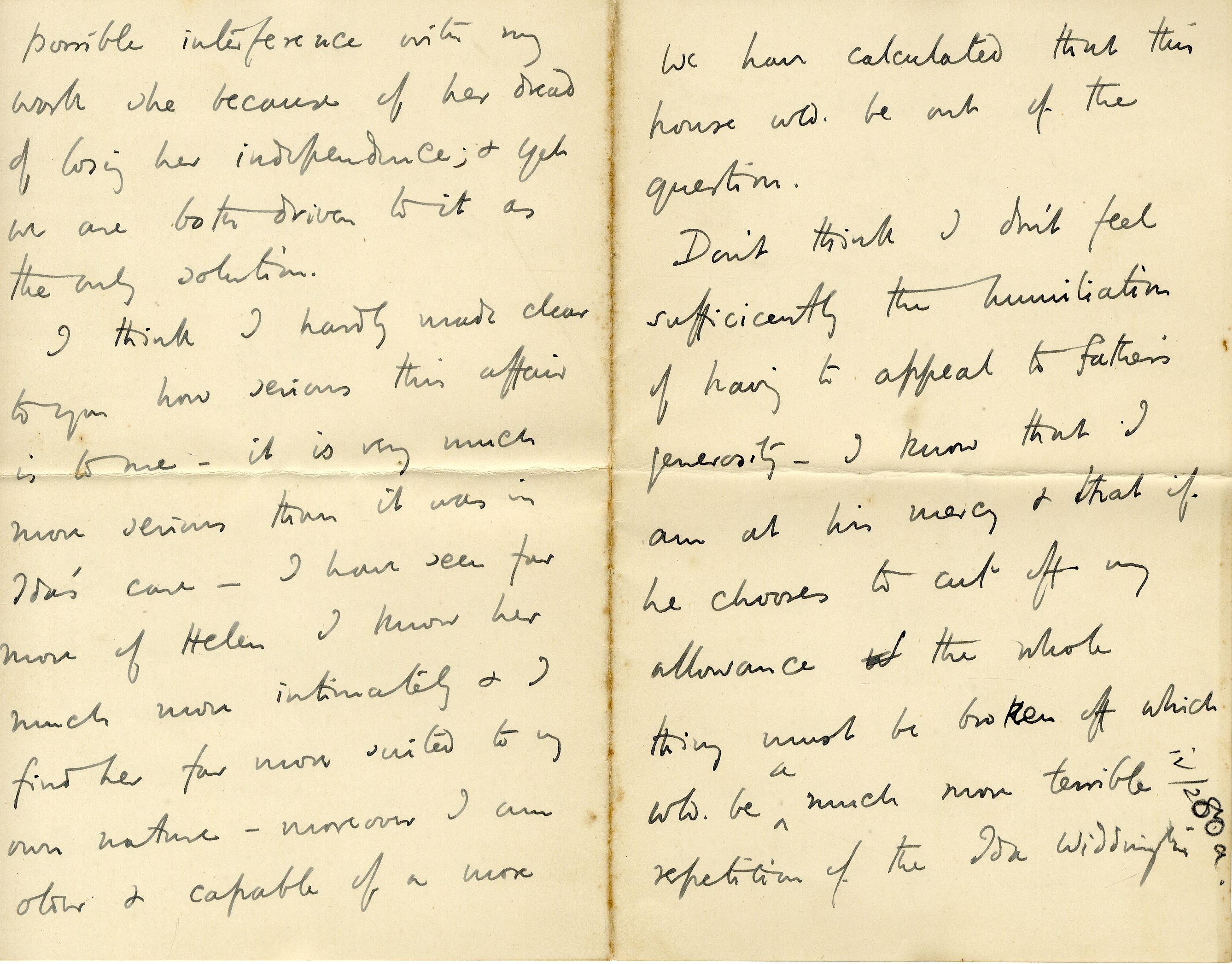 Letter from Roger Fry to his mother, 1896, concerning Helen Coombe. [REF/3/57/23]