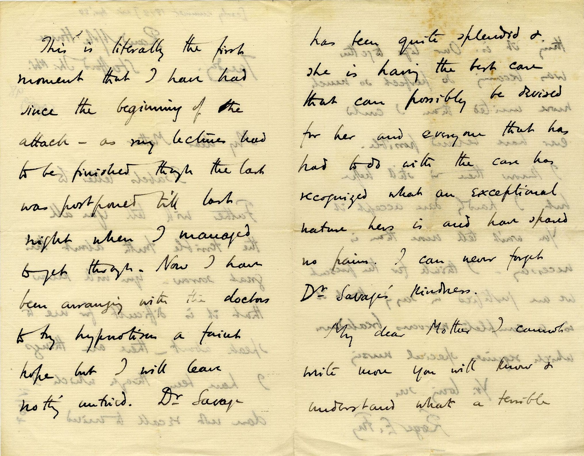 Letter from Roger Fry to his mother, 1898, concerning Helen’s nervous breakdown. [REF/3/57/32]