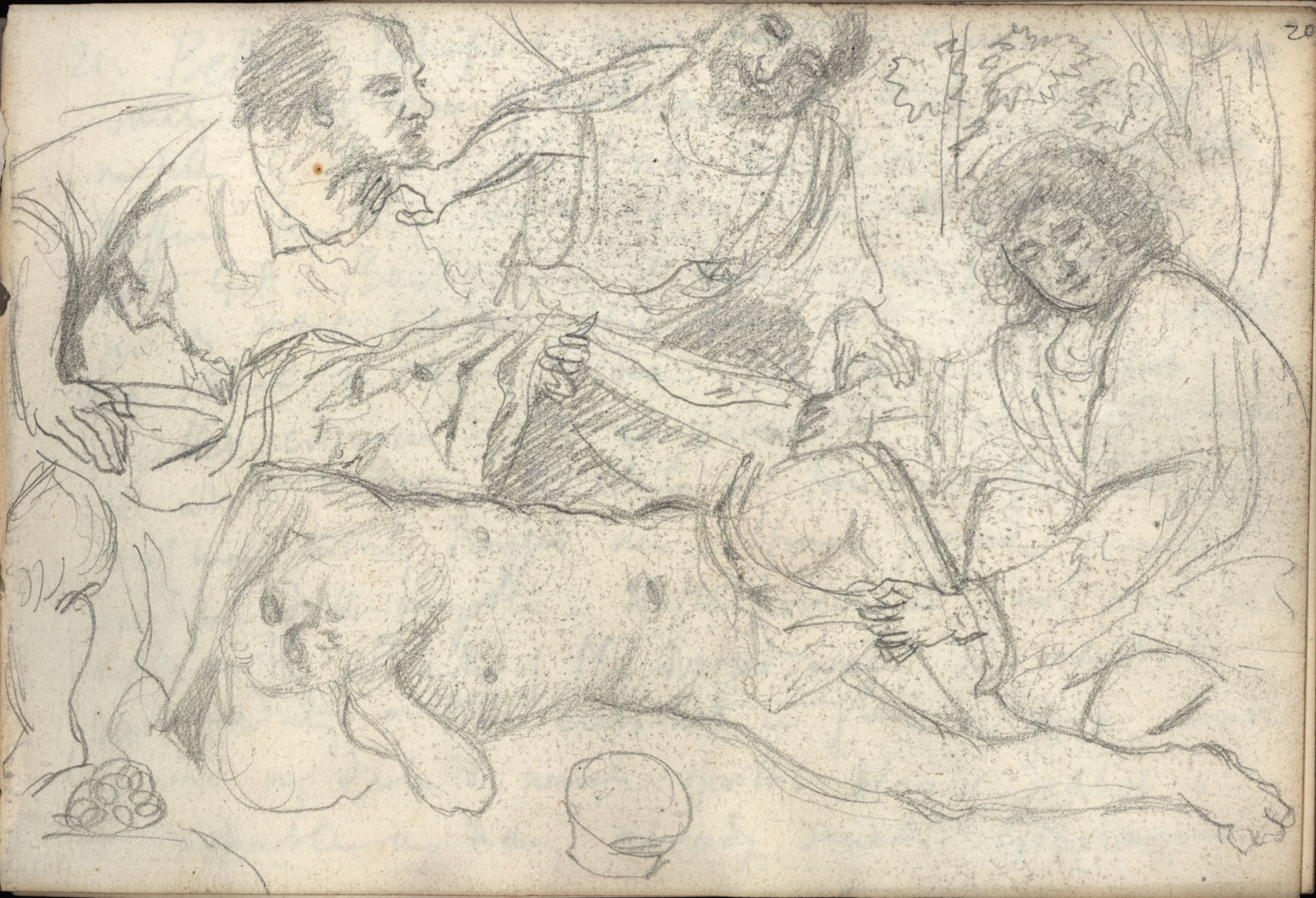 Sketch by Roger Fry, 1902, of Bellini’s ‘Drunkenness of Noah’. [REF/4/1/24]