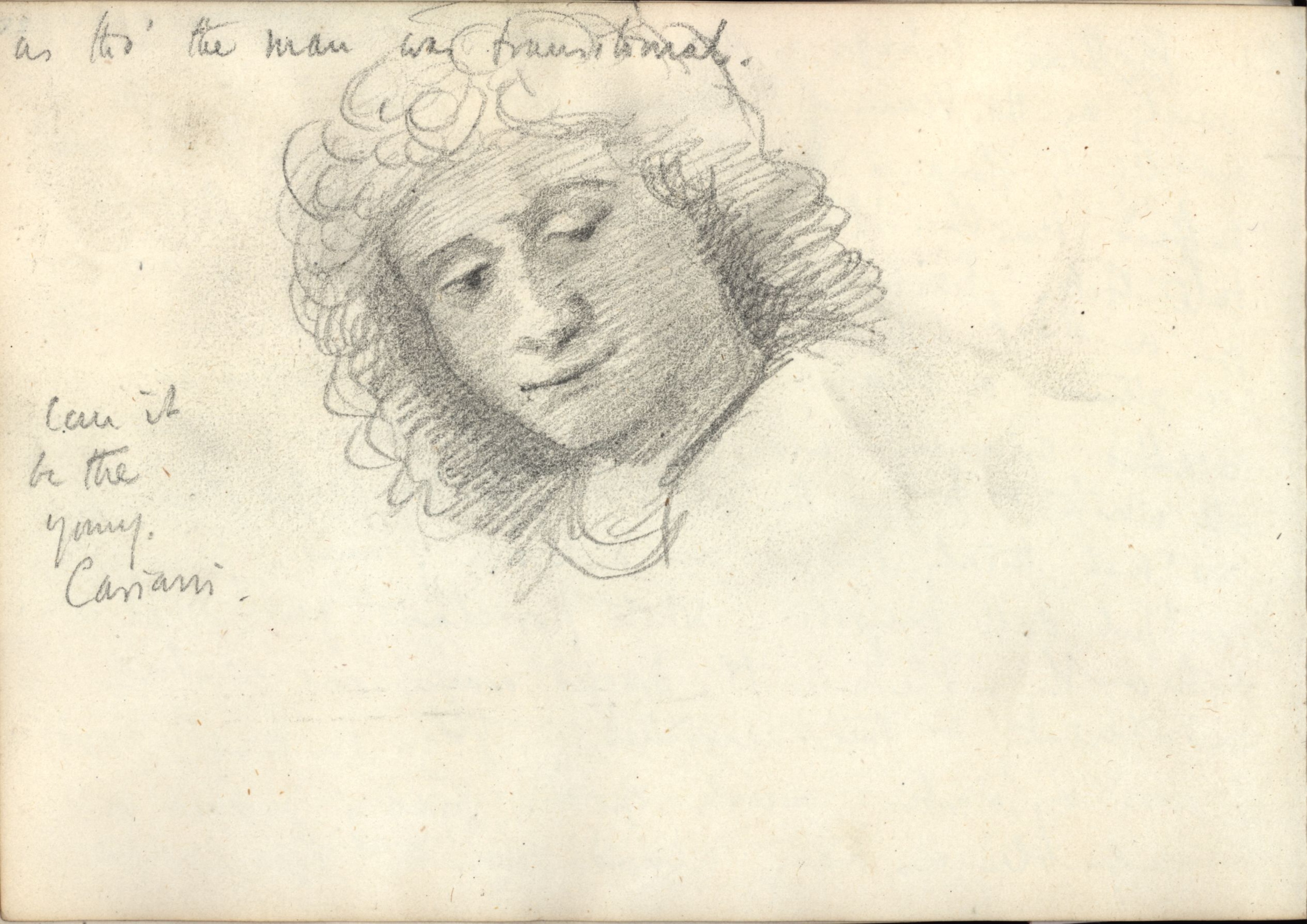 Detail by Roger Fry, 1902, of the head of one of Noah’s sons in Bellini’s ‘Drunkenness of Noah’. [REF/4/1/24]