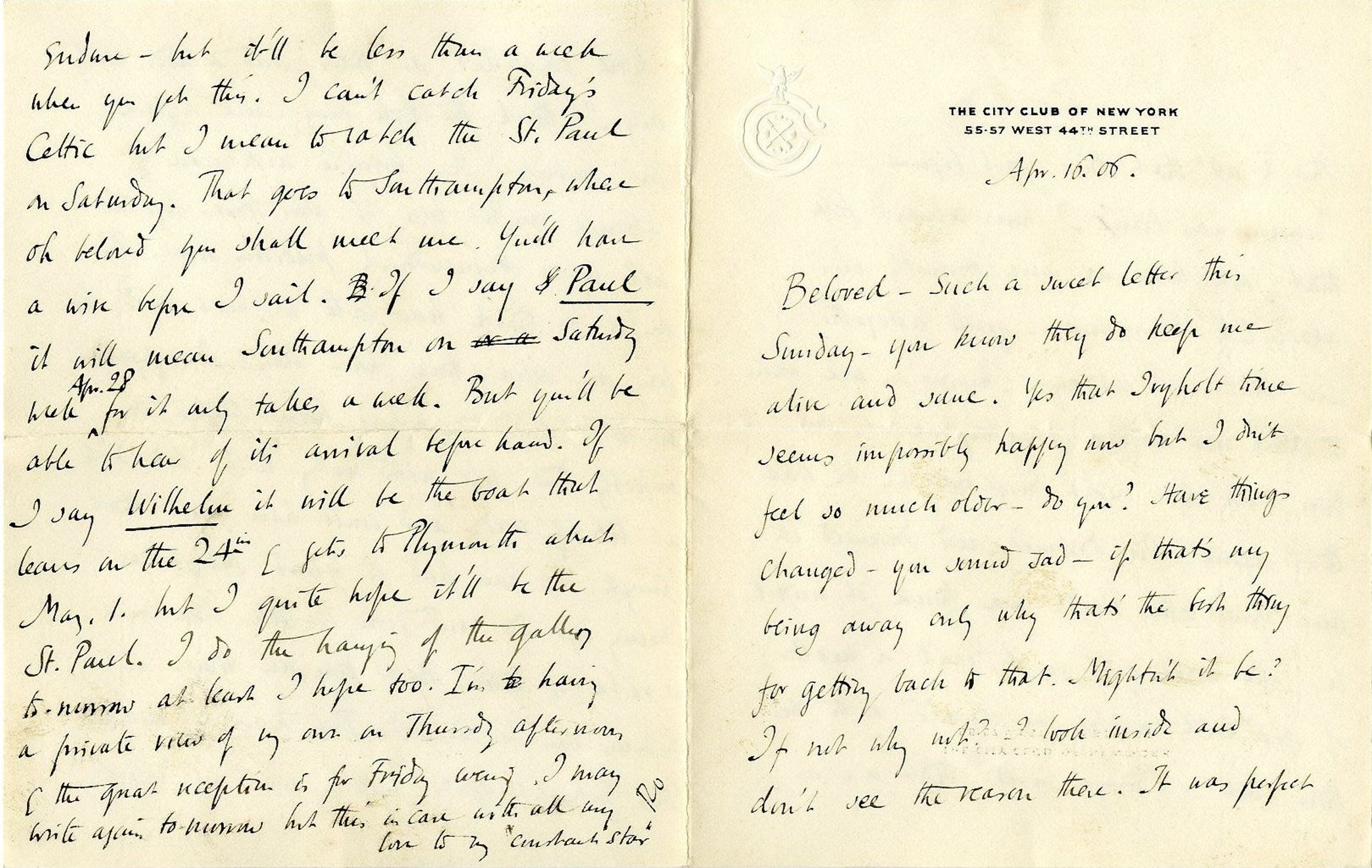 Letter from Roger Fry to Helen Coombe, 16 April 1906, discussing their early days at Ivy Holt. [REF/3/58/4]