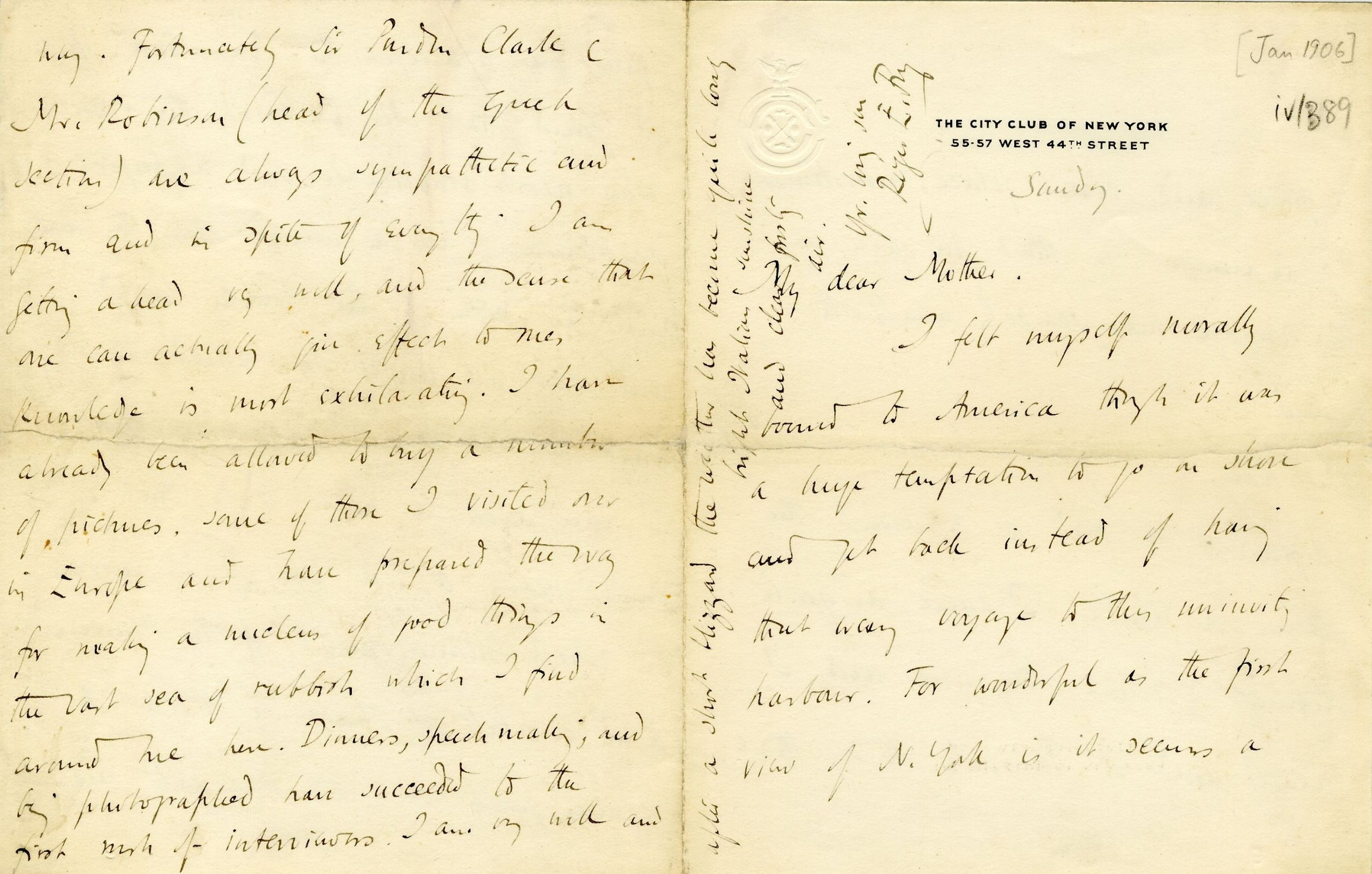Letter from Roger Fry to Lady Fry, 1906, concerning the offer from the National Gallery. [REF/3/57/35]