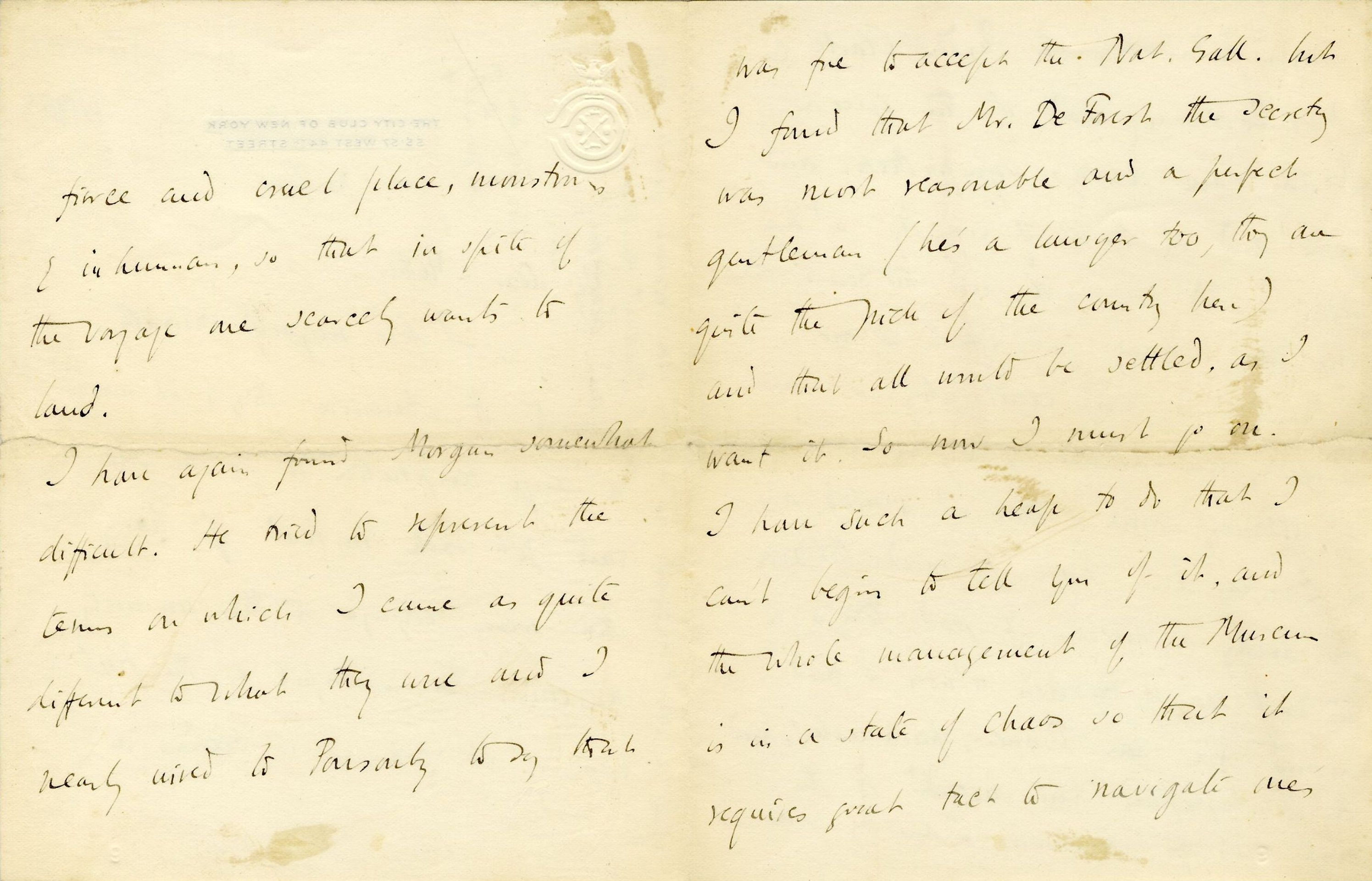 Letter from Roger Fry to Lady Fry, 1906, concerning the offer from the National Gallery. [REF/3/57/35]