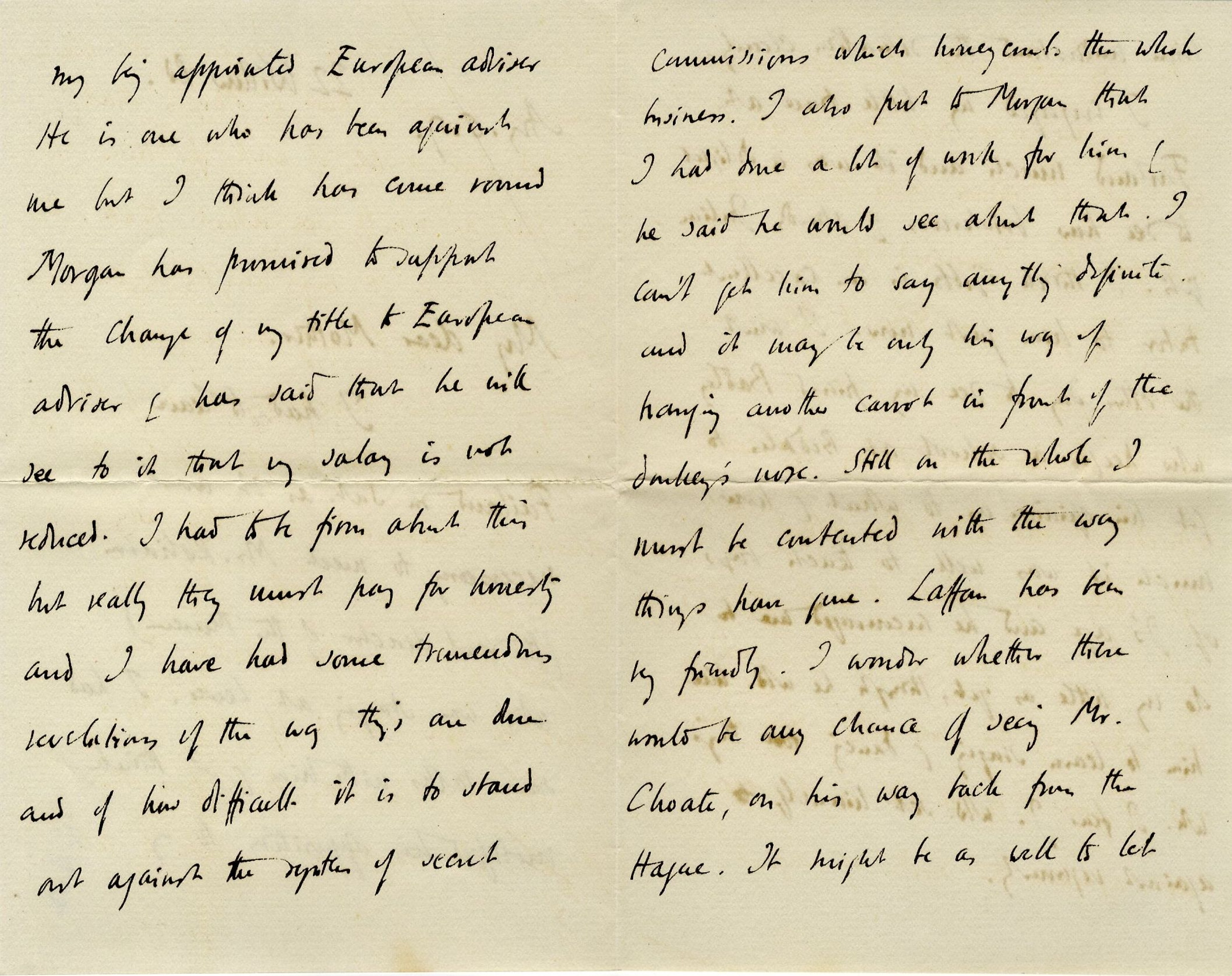 Letter from Roger Fry to Lady Fry, 6 August 1907, concerning his title being changed to European Advisor and his increased recognition as an artist being unmatched by his enthusiasm. [REF/3/57/35]