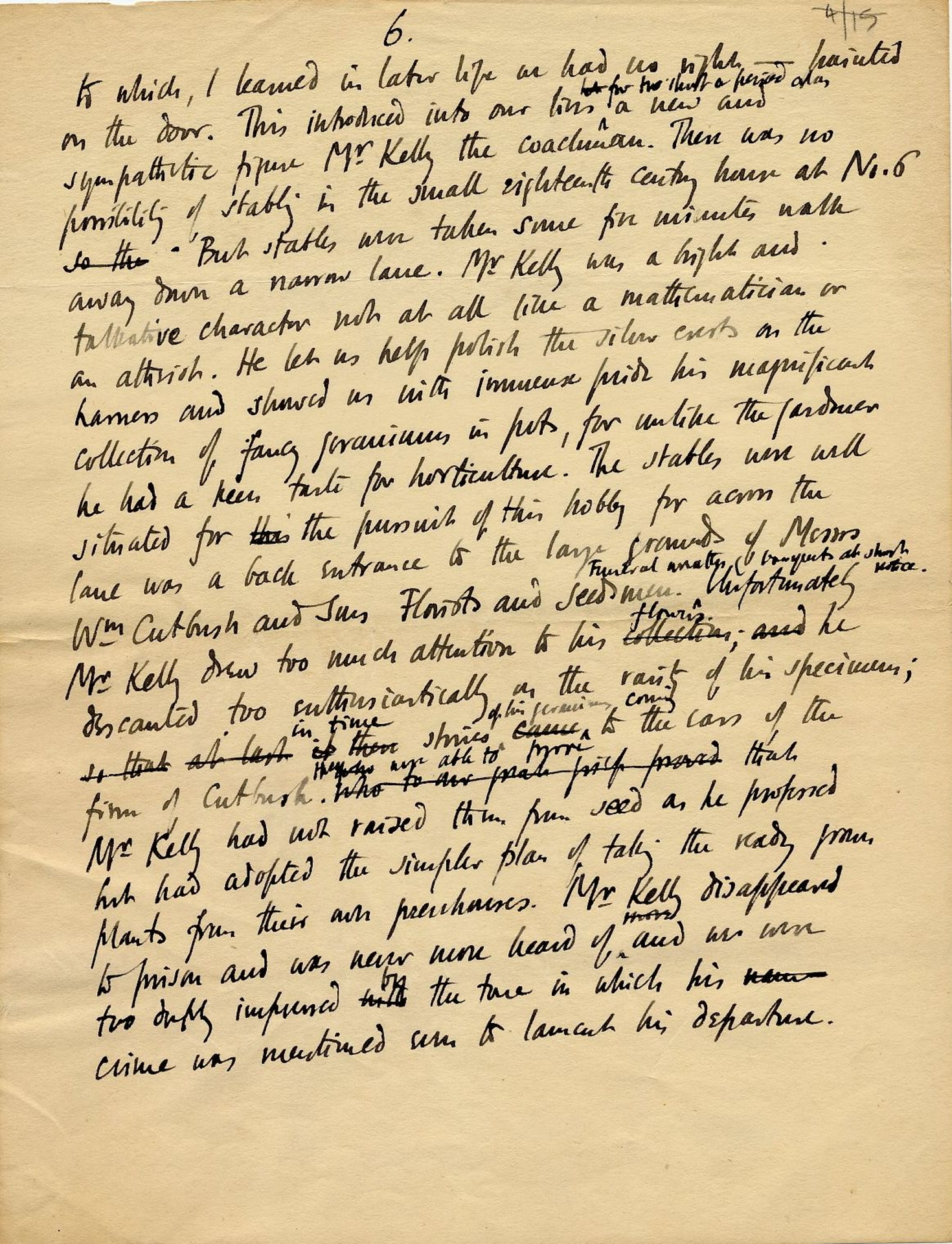 Fifth page of an untitled memoir of childhood at 6 The Grove, Highgate. [REF/1/168]