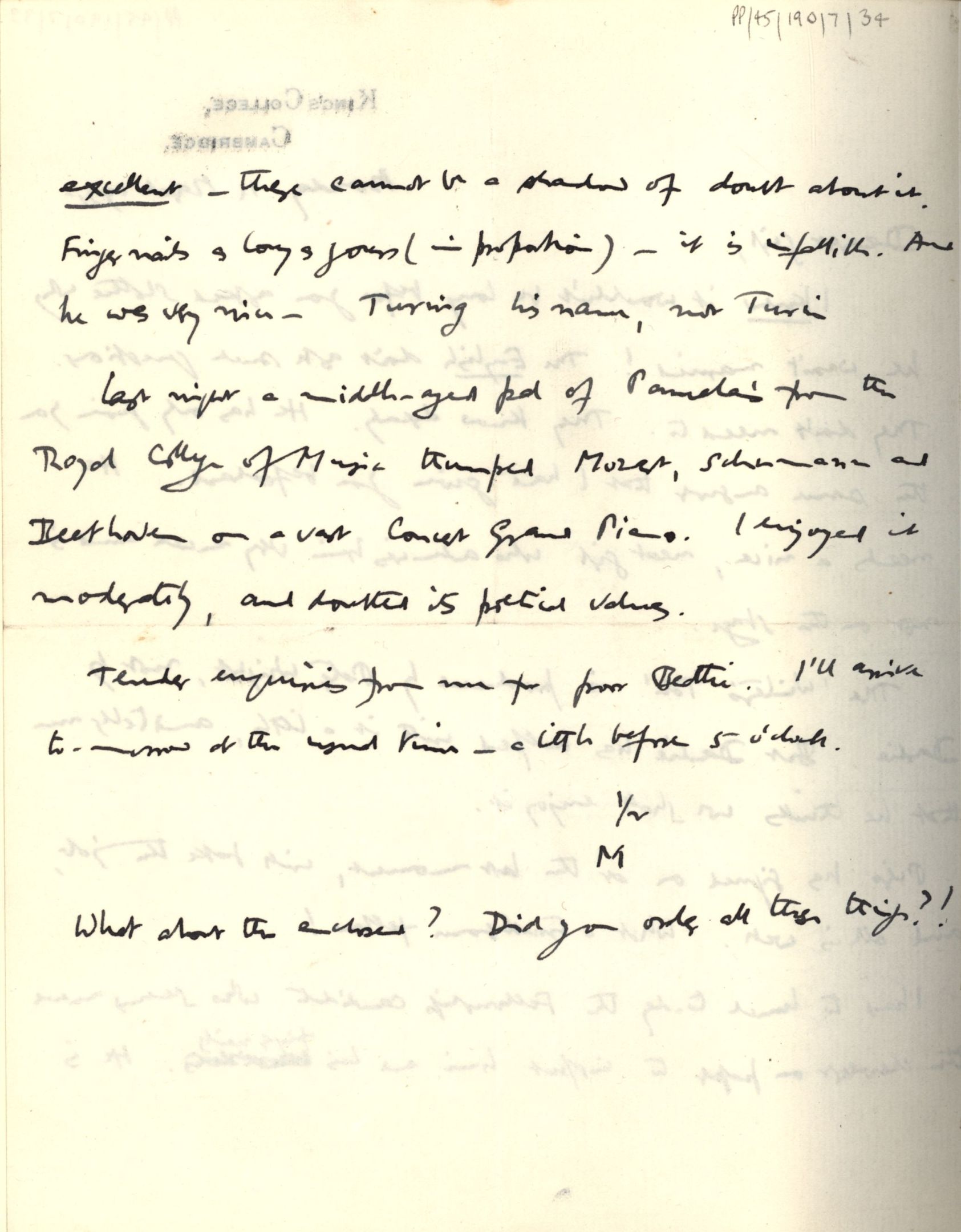 Second page of JM Keynes’ letter to Lydia, 11 March 1935. [JMK PP/45/190/7/34]