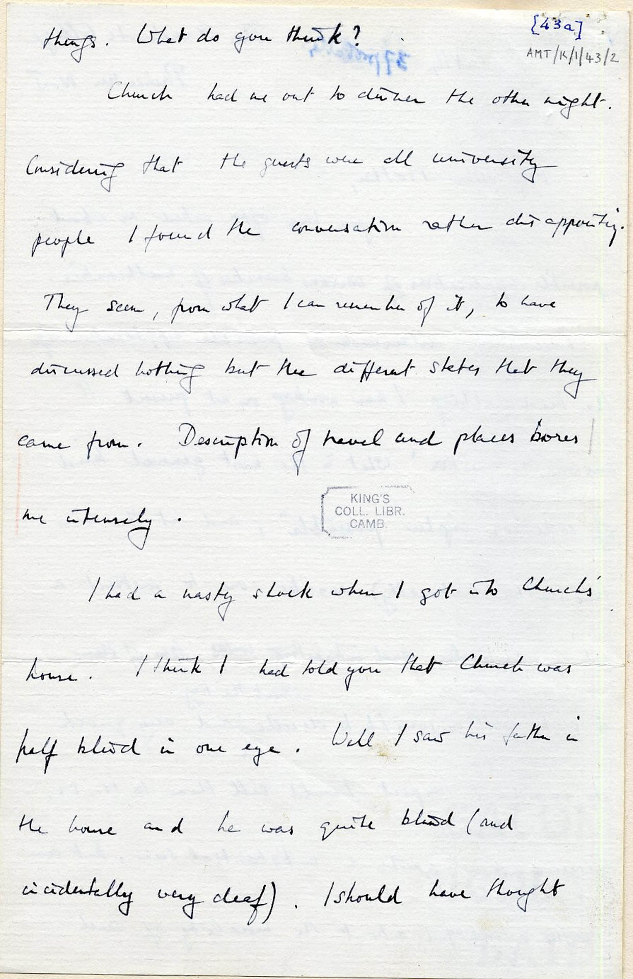 Second page of a letter to his mother dated 14 October 1936. [AMT K/1/43]
