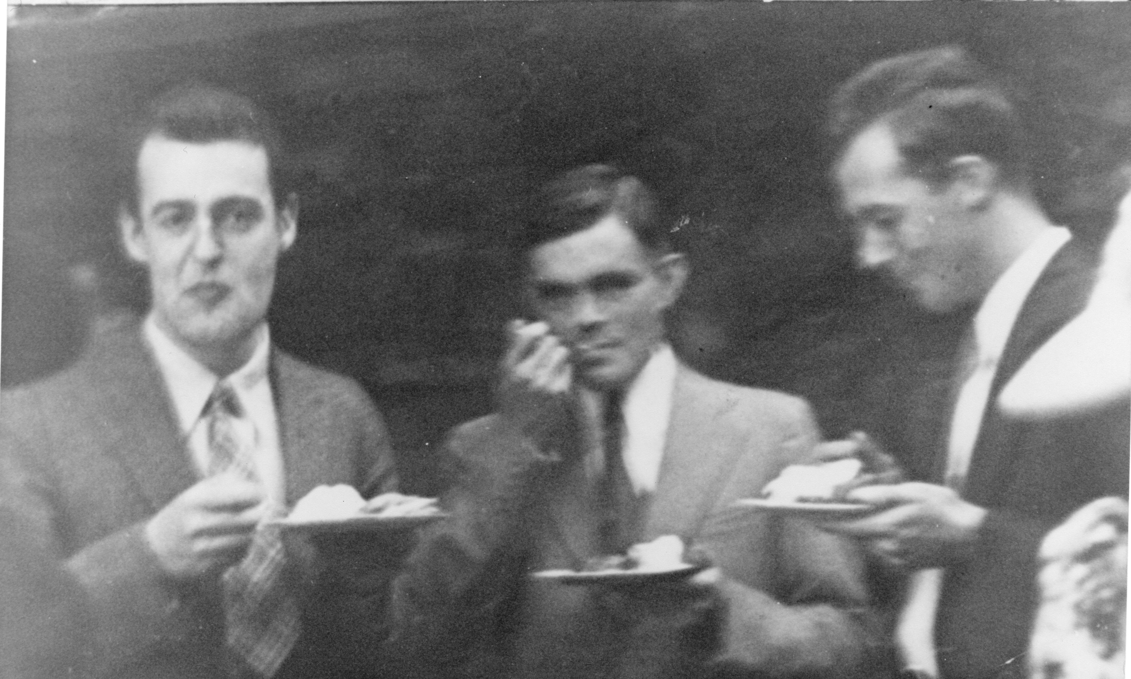 Snapshot of Turing, A. Venable Martin and another man at Princeton. [AMT/K/7/35]