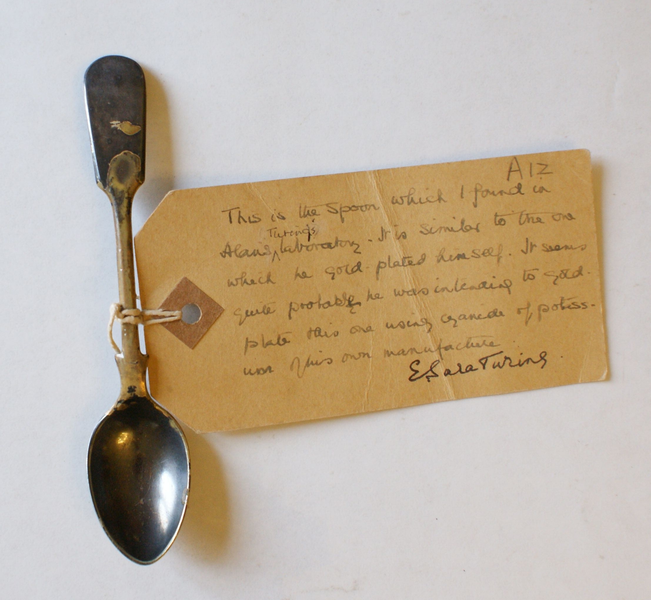 Label written by Sara Turing and attached to a spoon. [AMT/A/12]