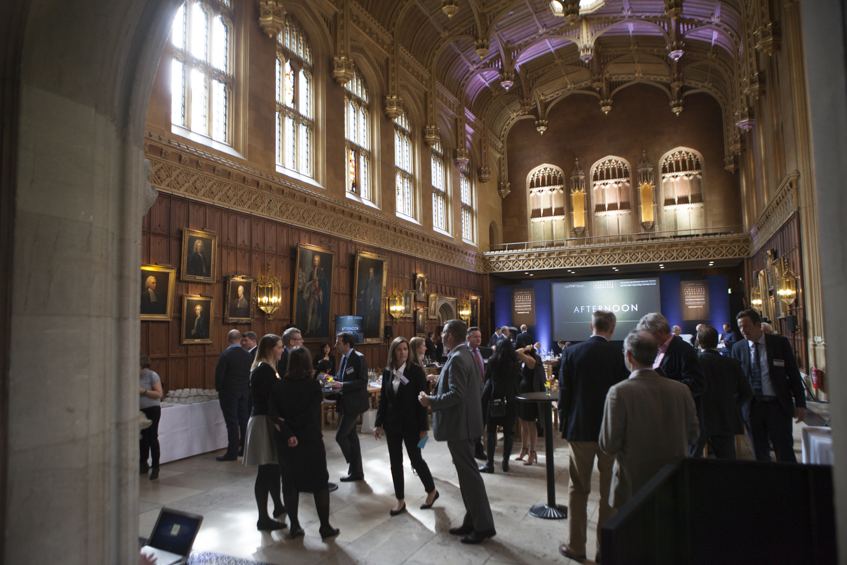 a gothic hall with guests