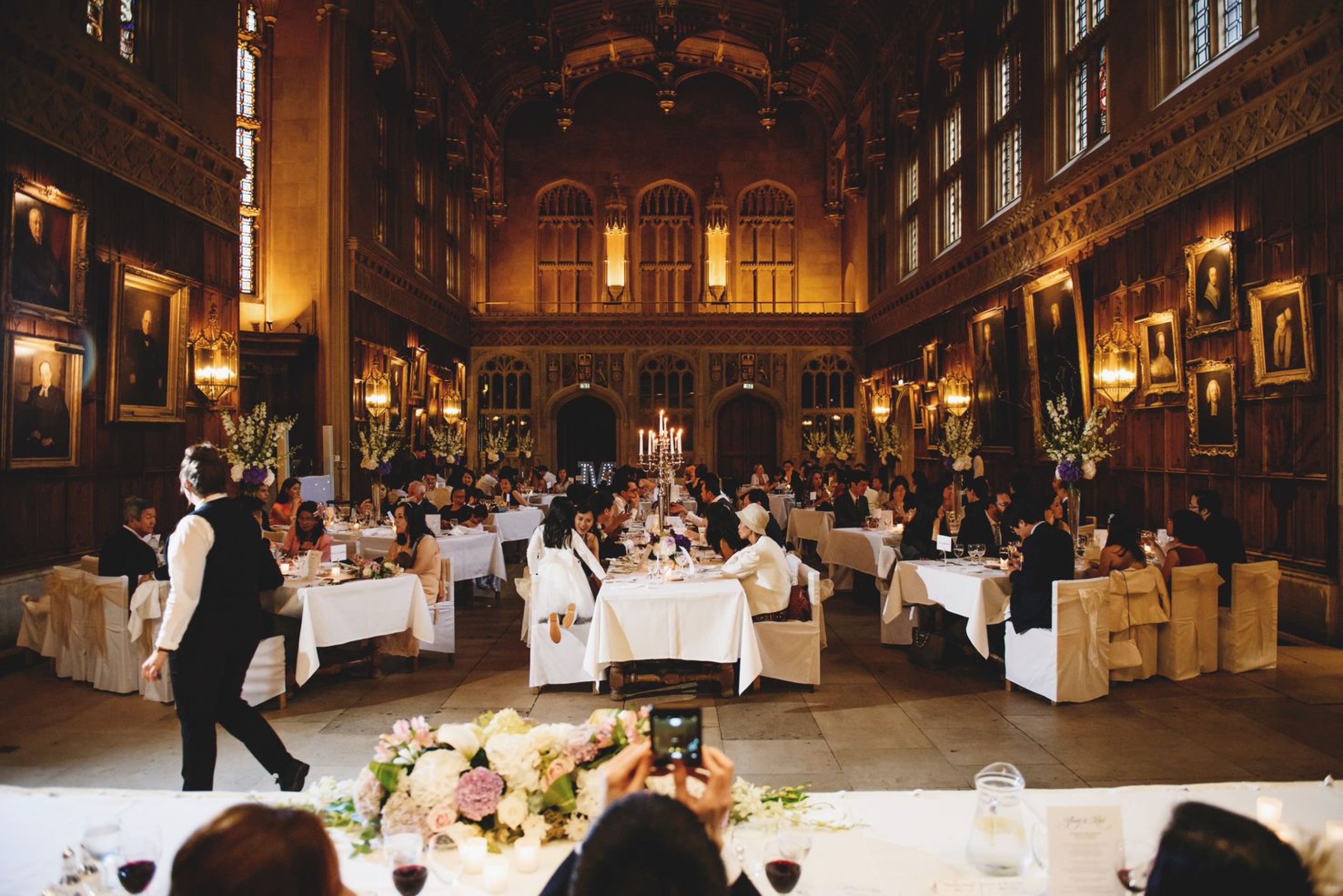 wedding guests seated at tables