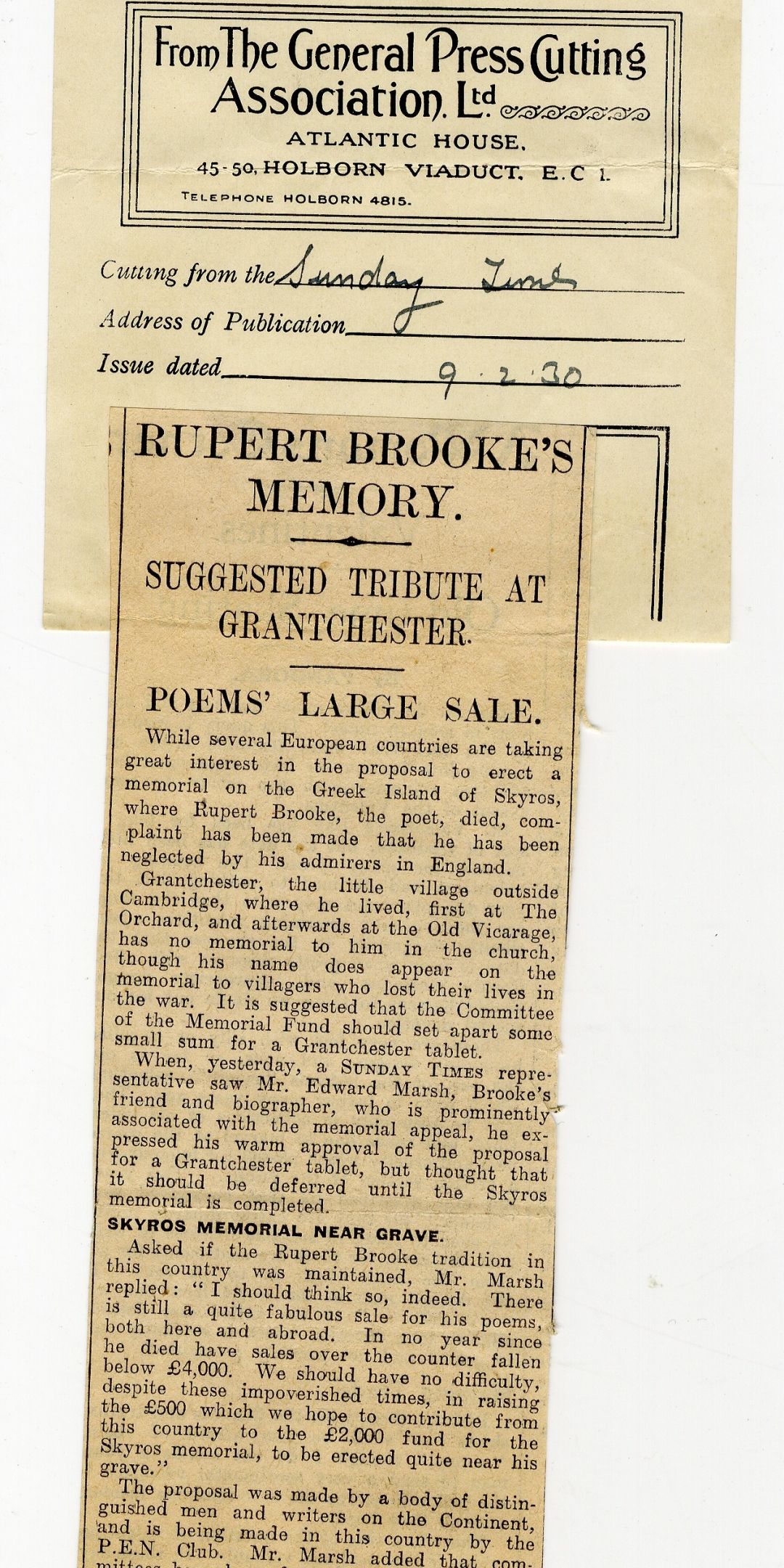 Old newspaper cutting