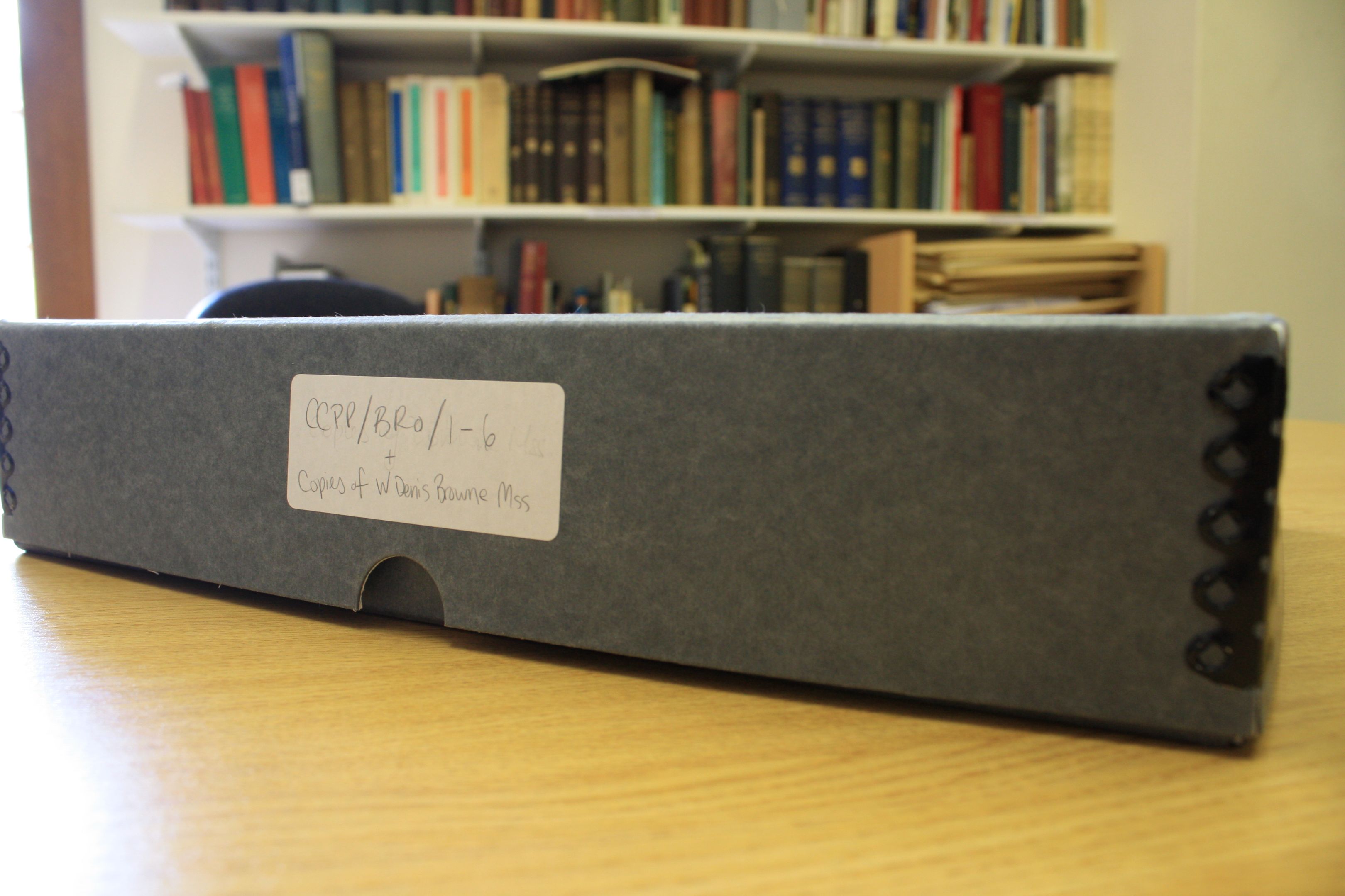 Catalogued items boxed and ready to be stored in a strong room