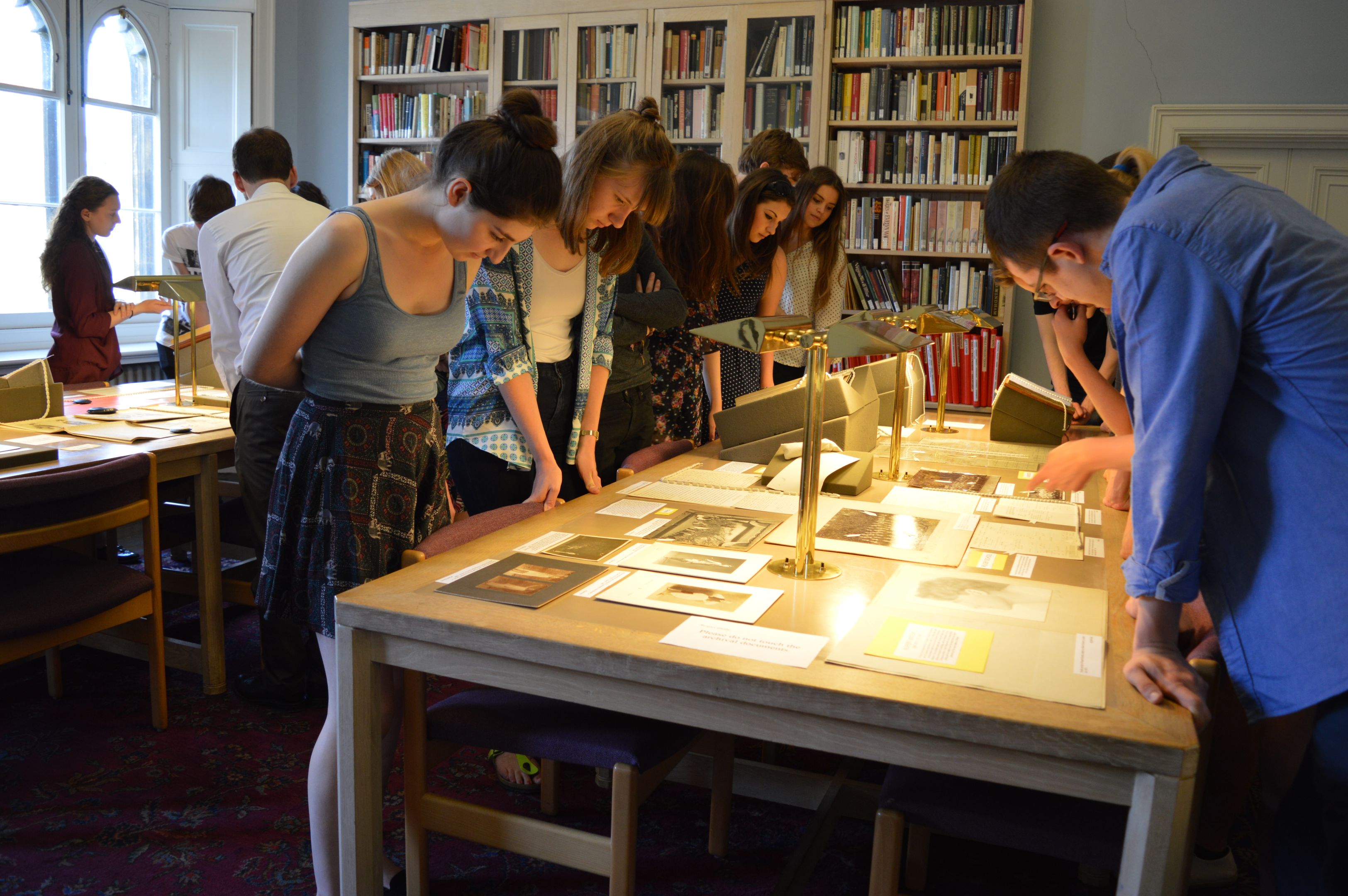 students in the archives
