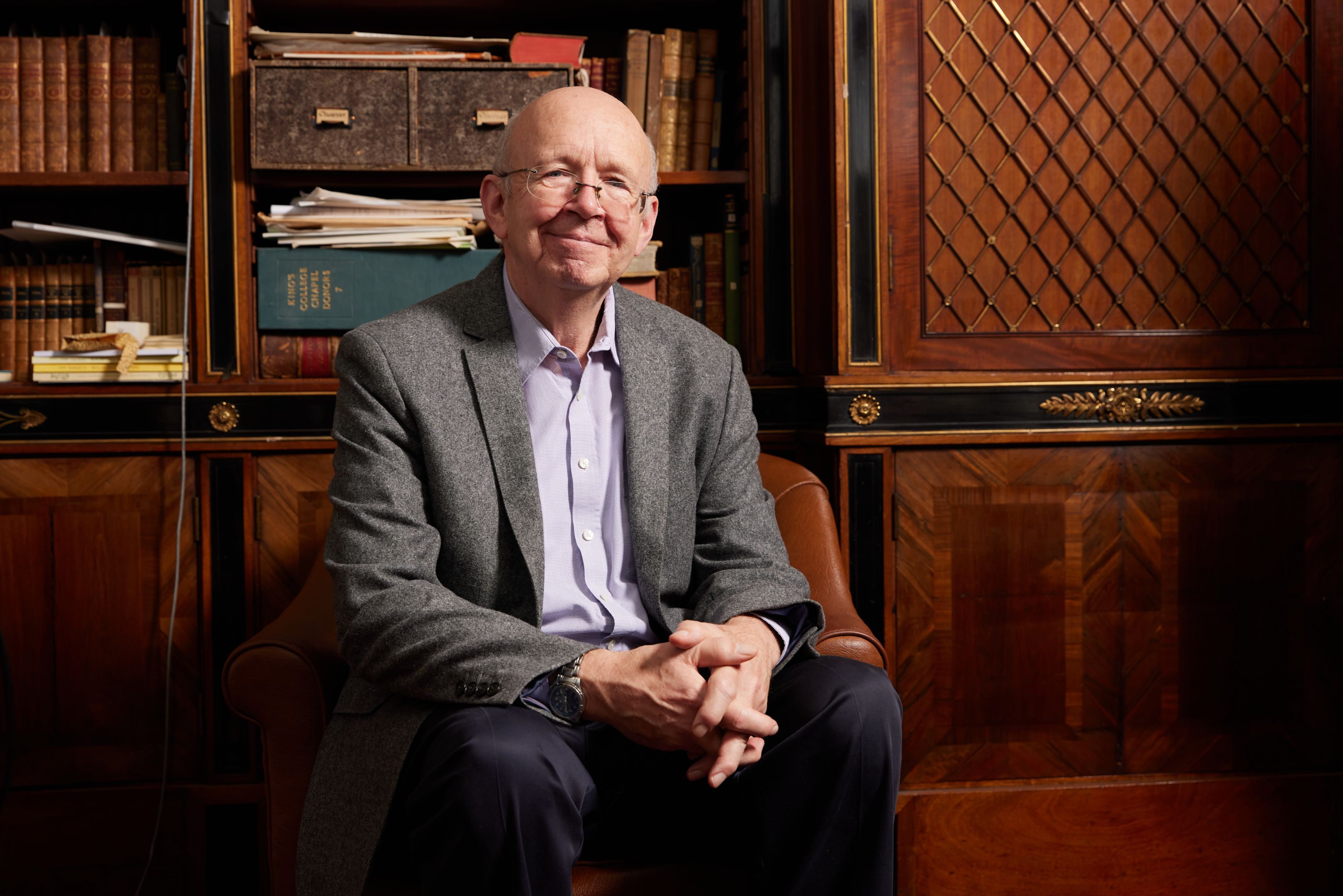 Peter Jones sat and staring at the camera